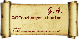 Günszberger Absolon névjegykártya